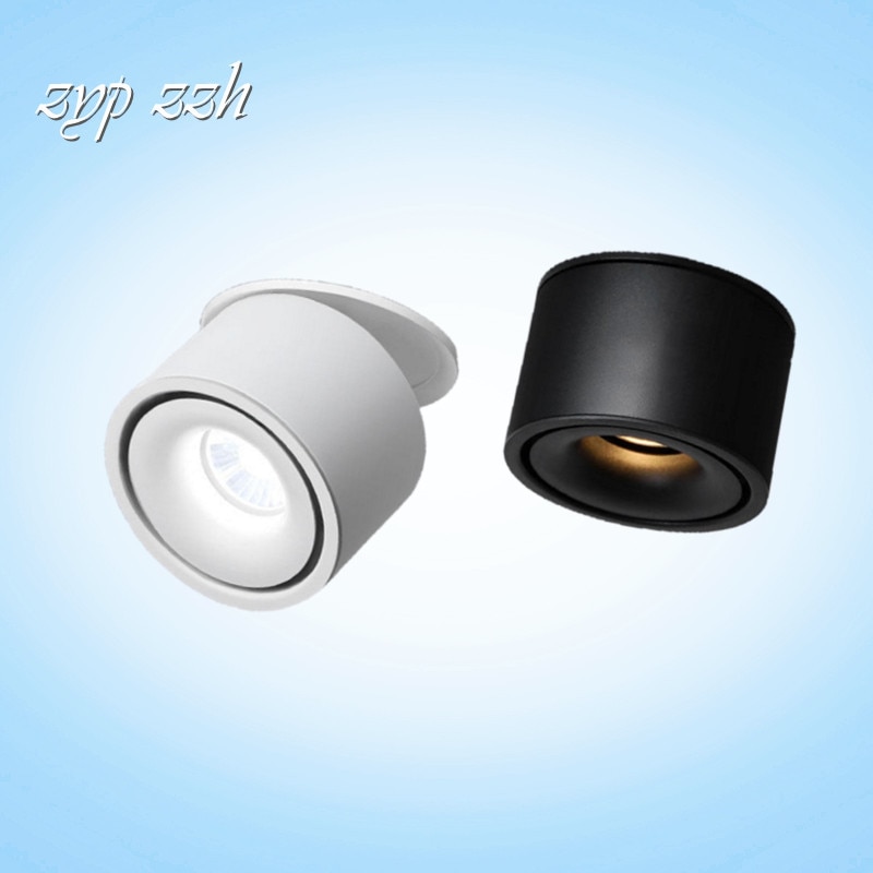 Foldable Recessed 디 밍이 가능한 COB LED Downlights 7W 10W 12W 15W LED 천장 스포트 라이트 따뜻한/차가운 흰색 LED 램프 실내 조명